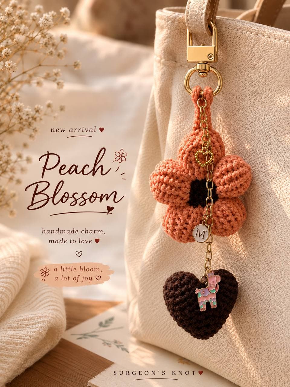 Peach Blossom Bag Charm