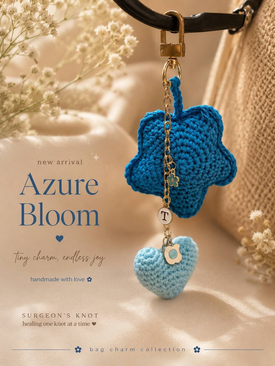Azure Bloom Bag Charm